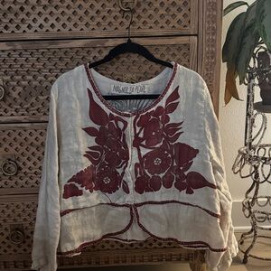 Embroidered magnolia Pearl jacket